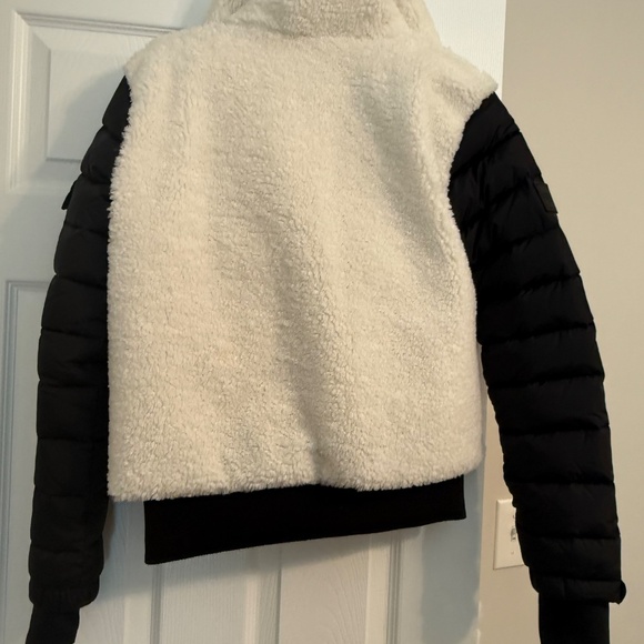 SAM. Carson Fleece Bomber Coat In Matte Black/white Sherpa - Picture 4 of 8